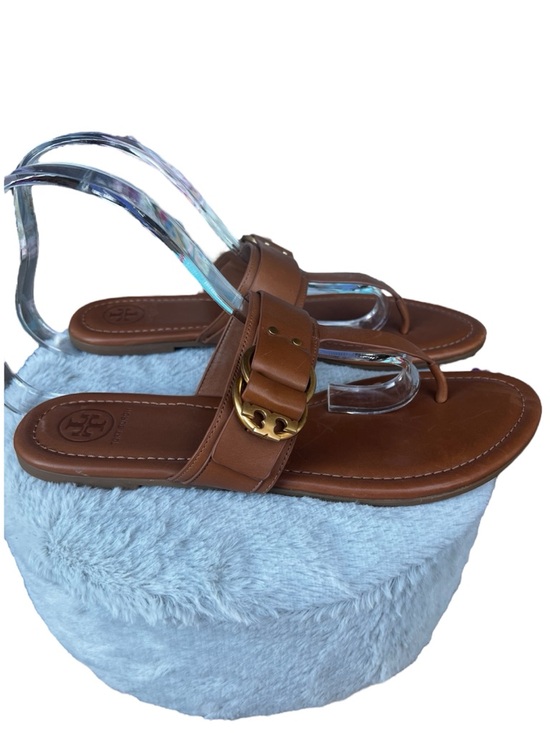 Tory Burch Marsden Leather Thong Sandal size 9 Caramel Brown - Picture 3 of 8